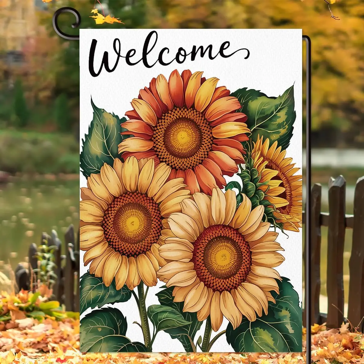 Sunflower Welcome Fall Garden Flag Double Sided Floral Autumn House Flag Farmhouse Seasonal Outside Decoration for Yard Pati yyi