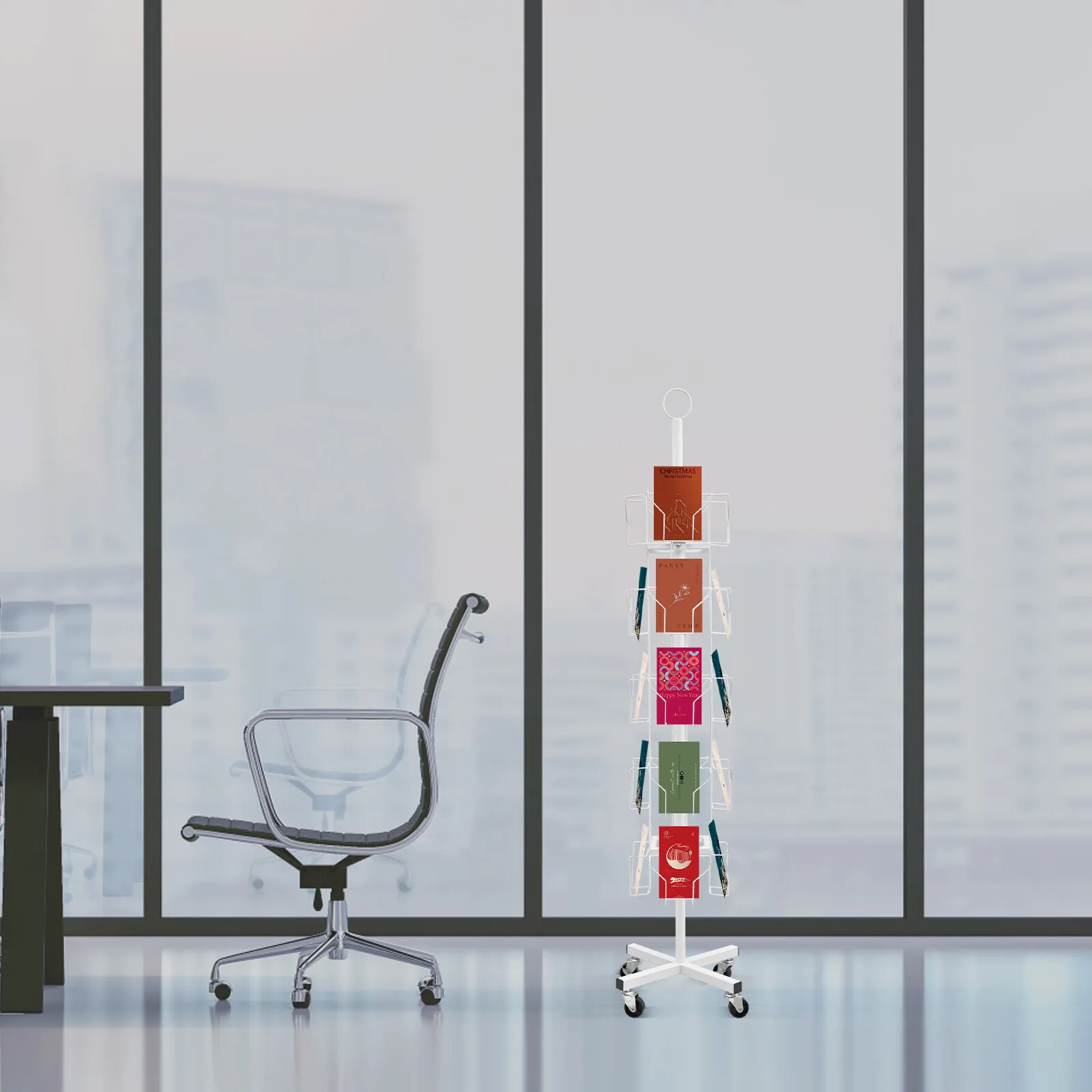 Mobile&Stable Card Display Stand - 4 Universal Wheels(2 With Locks) For Easy Movement&Fixing, X-Shaped Base Prevents Wobbling
