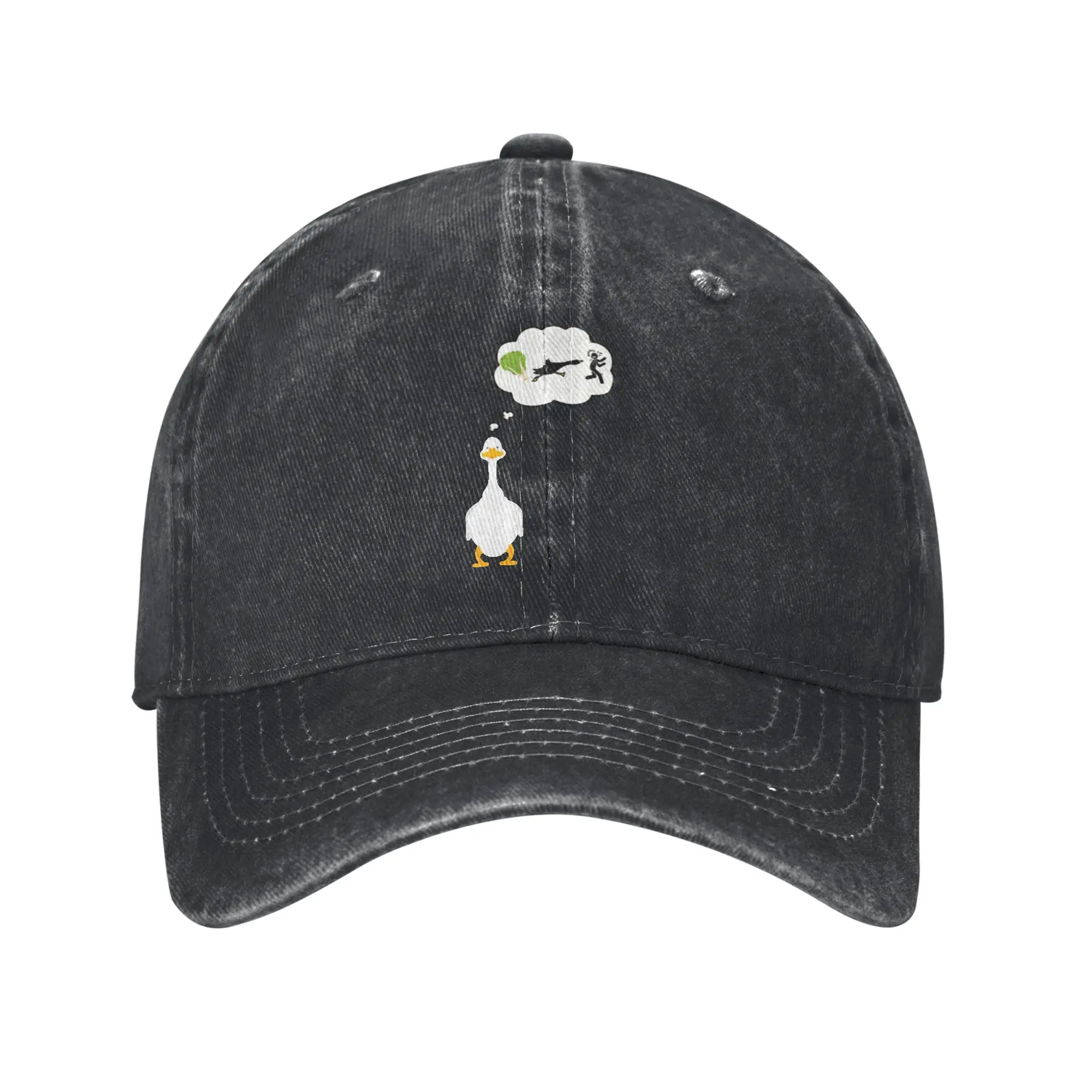 funny goose lettuce and chasing people  goose lettuce Fashion Baseball Cap  One Size Fits All Mesh Cap  Road Trip Mesh Cap