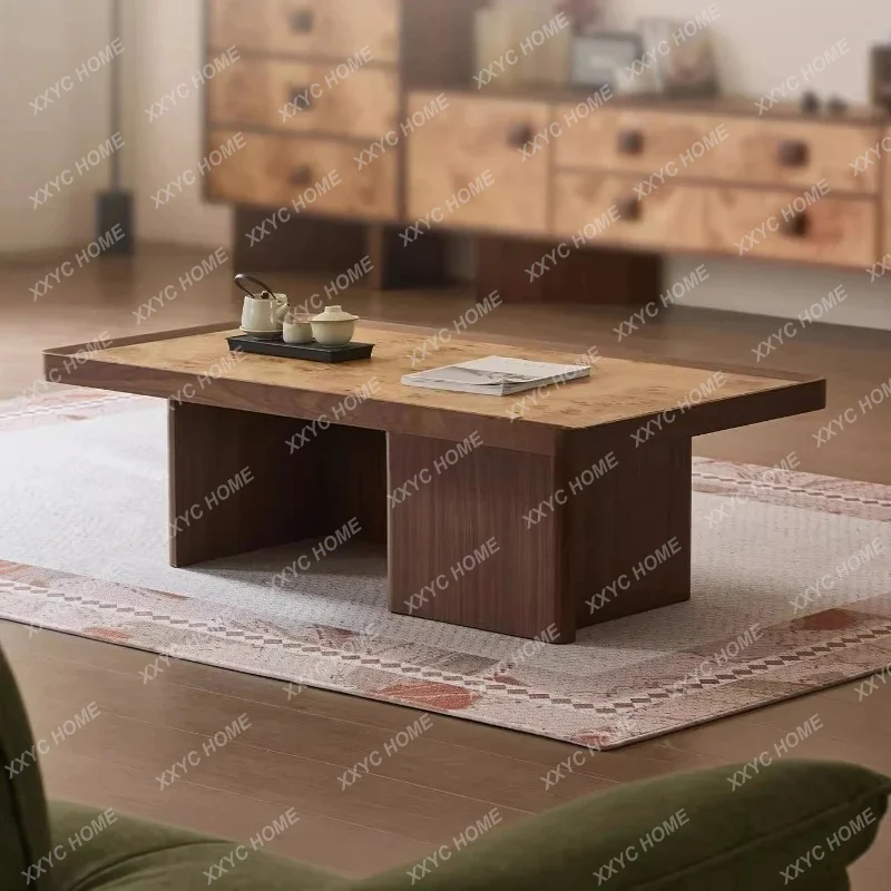 

LMedieval style exquisite coffee table small apartment high-end atmosphere black simple modern