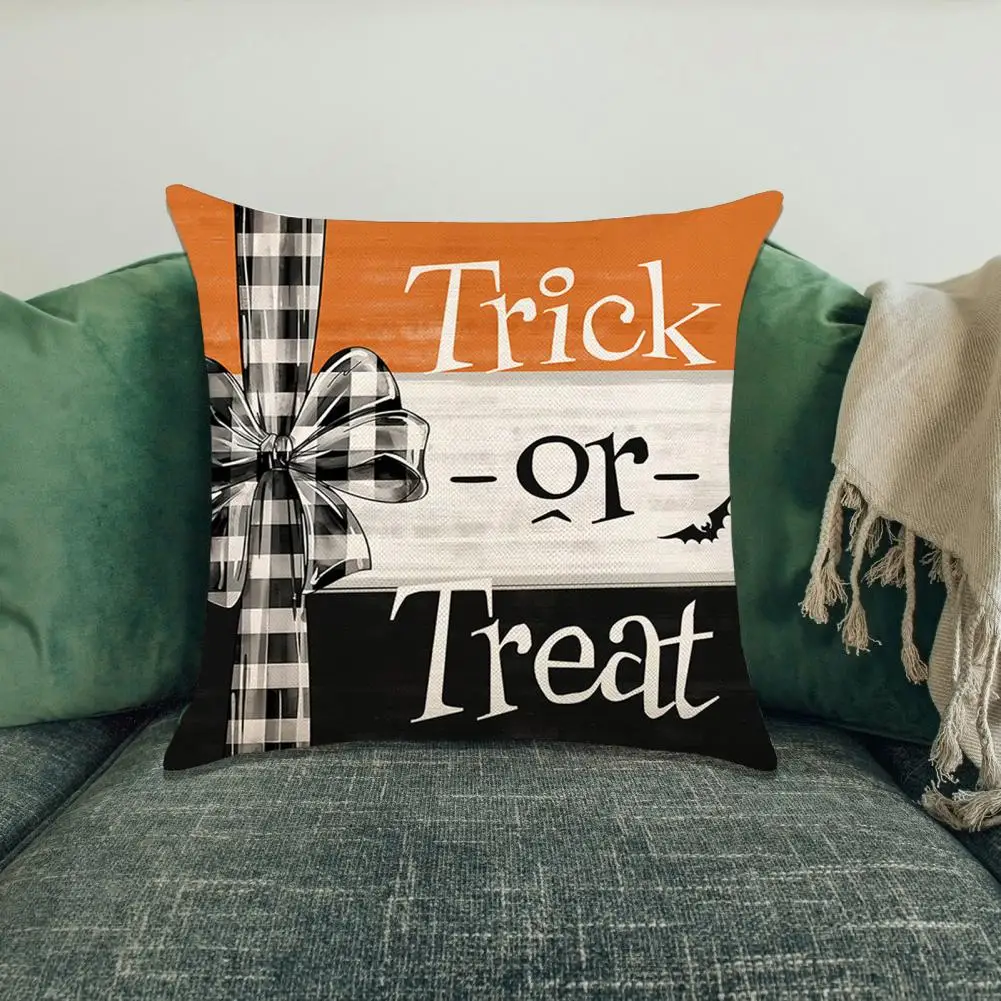 Durable Halloween Pillowcase Seasonal Pumpkin Throw Pillow Covers for Halloween Thanksgiving Decor Farmhouse Cushion for Home