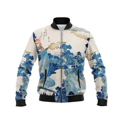 Japanese Style Painting Printing Jacket Men Clothing Personality Special Graphic Jackets Streetwear Harajuku Autumn Bomber Coat