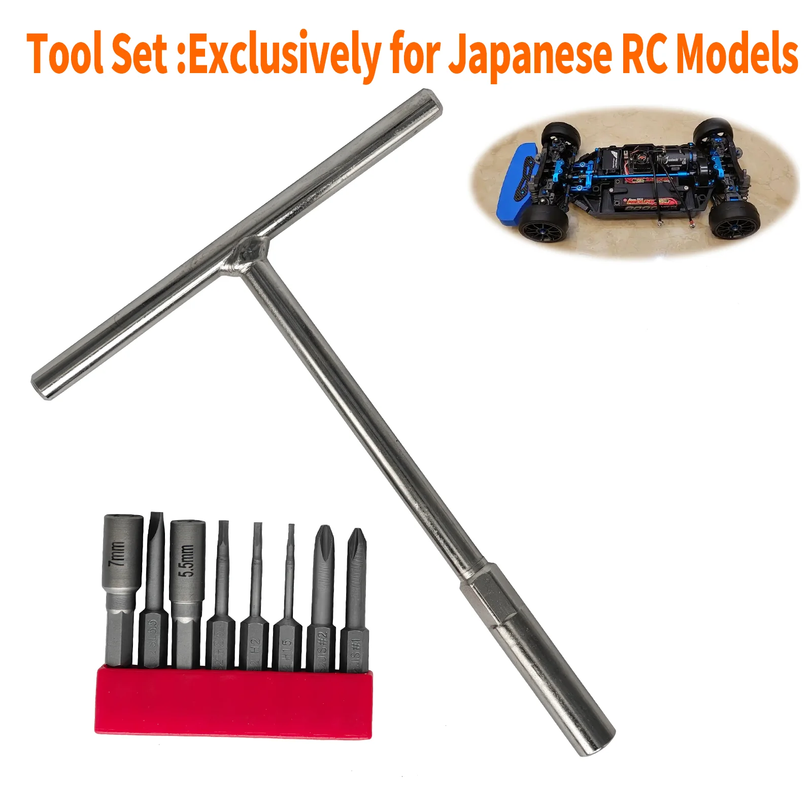

8PCS RC Car Tools Set, S2 Steel Magnetic Screwdriver Bits with Mini T-Handle Wrench,Wheel Nut Tool for Tamiya Compatible Tool