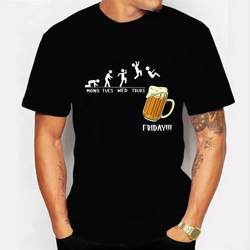 Summer Fashion Trend Men\'s T-shirt Beer Cotton Breathable Small Short-sleeved Tops Loose O-neck Men\'s Casual Sports T-shirt