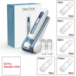 Hello Face H5 con cartucho de 52 agujas, bolígrafo Derma profesional Original 2 en 1 EMS, bolígrafo con microagujas de infusión automática