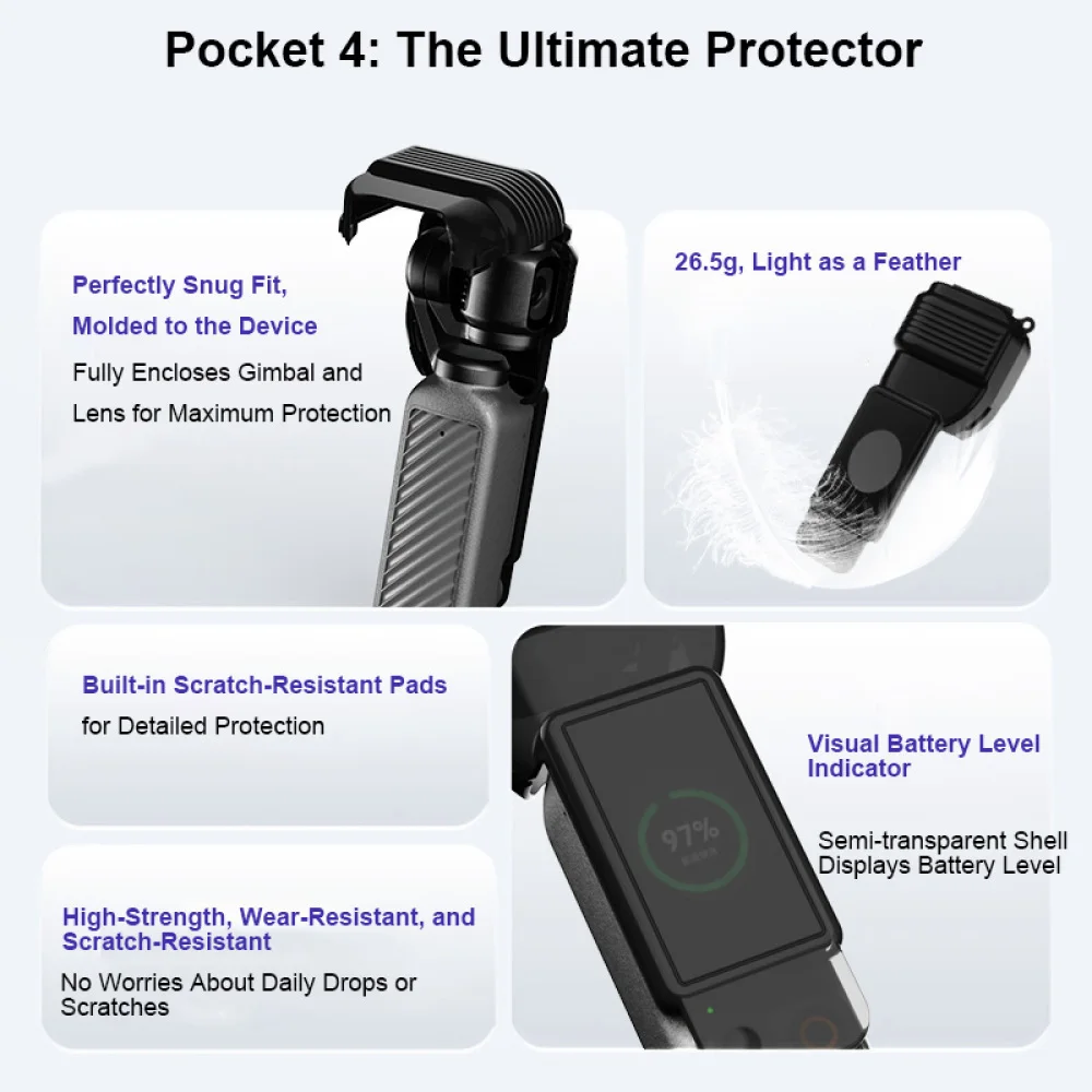 

Gimbal Lens Cover Protector for DJI Osmo Pocket 4 with Battery Display Anti-Scratch Dustproof Lens Cap Guard