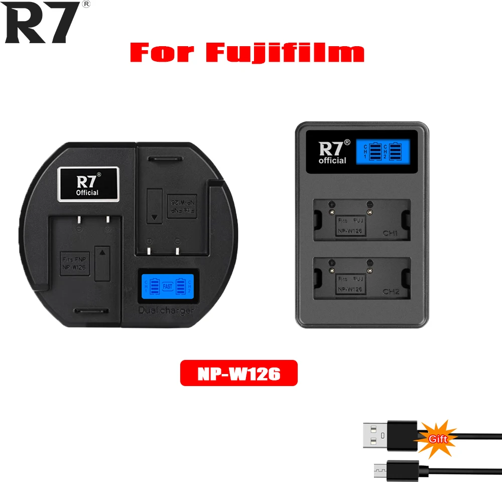 

R7 NP W126 LCD Battery Charger for Fujifilm Fuji X-Pro1 XPro1 X-T1 XT20 XS10 XT100 XT200 XA5