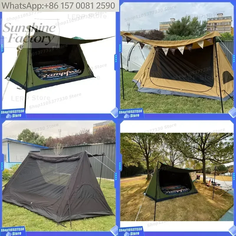 Factory Waterproof Large Outdoor TC Cotton Pyramid Tent Hot Survival Shelter with Stove Jack for Camping