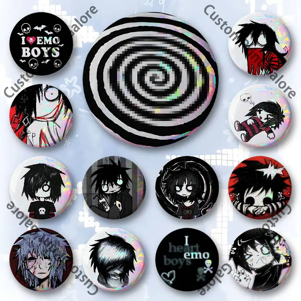 

I Love Emo Boys Round Custom Badges 75 58 44 32 25 mm Brooch Backpack Hat Enamel Pins Accessories Toys Gifts