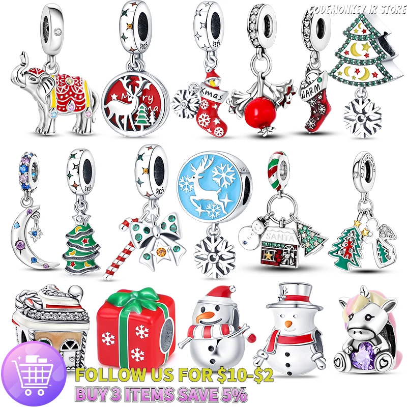 

Christmas Charms Sterling Silver 925 Christmas Tree Bead Fit Original 3mm 925 Bracelet For Women DIY Jewelry 2022 New in