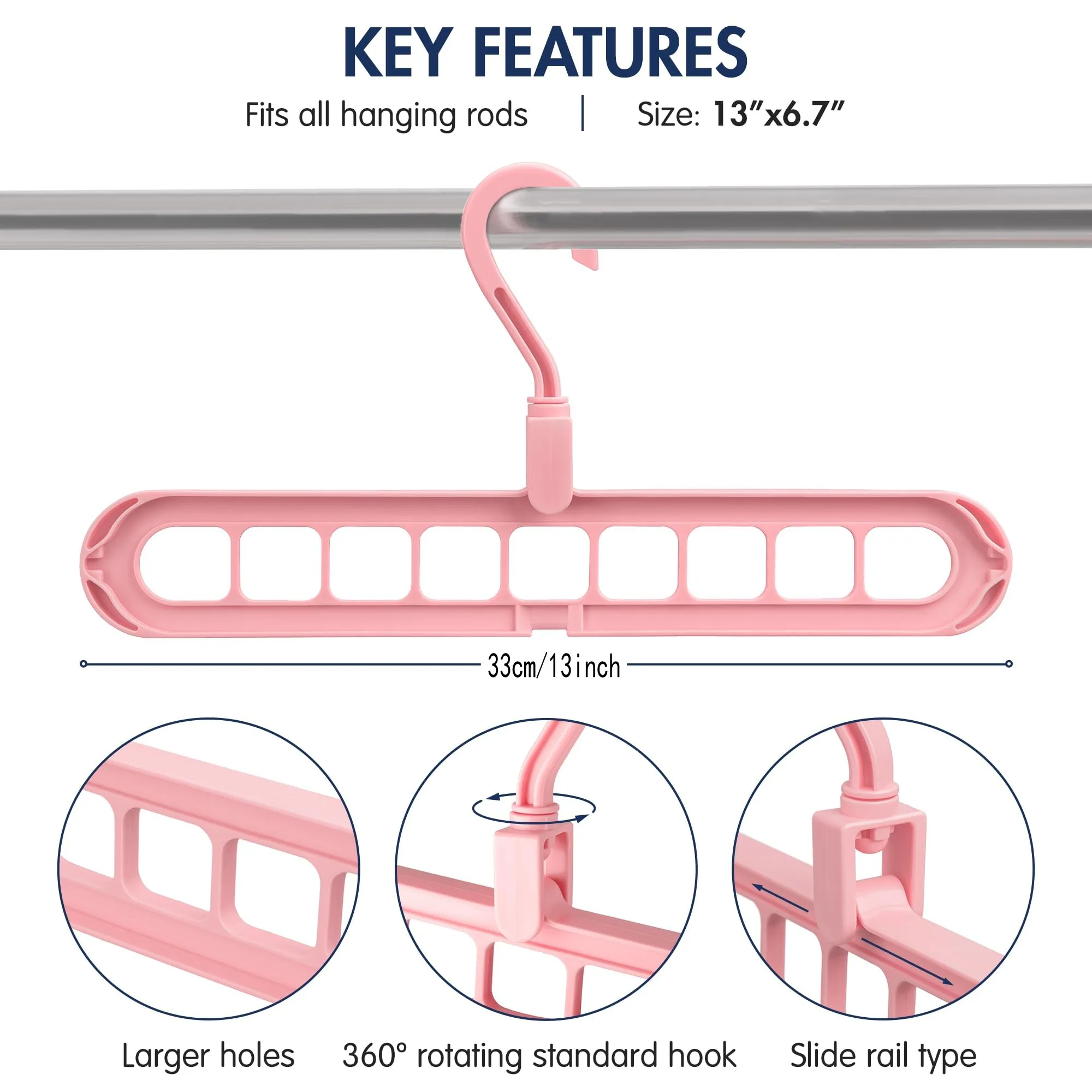 6 Pack Multifunctional Organizer Magic Space Saving Hangers with 9 Holes Storage Organization for Wardrobe Closet