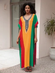 Kaftan Robe Women's Chic Bohemian Colored Oversized Beach Wear Caftan Dresses For Summer Homewear Moo Moo Dress Outfit Q1658