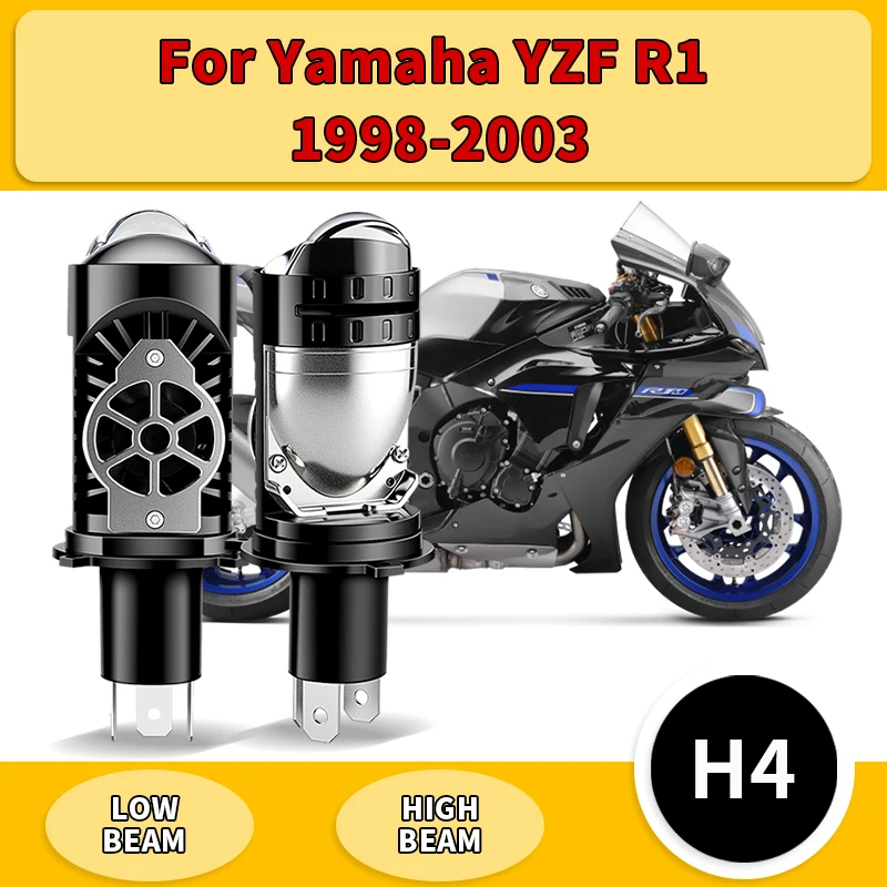 

1PC/2PCS For Yamaha YZF R1 1998-2003 10000LM H4 Projector Lens LED Motorcycle Headlight HB2 9003 Hi/Lo Beam Bulb Plug&Play 6000K