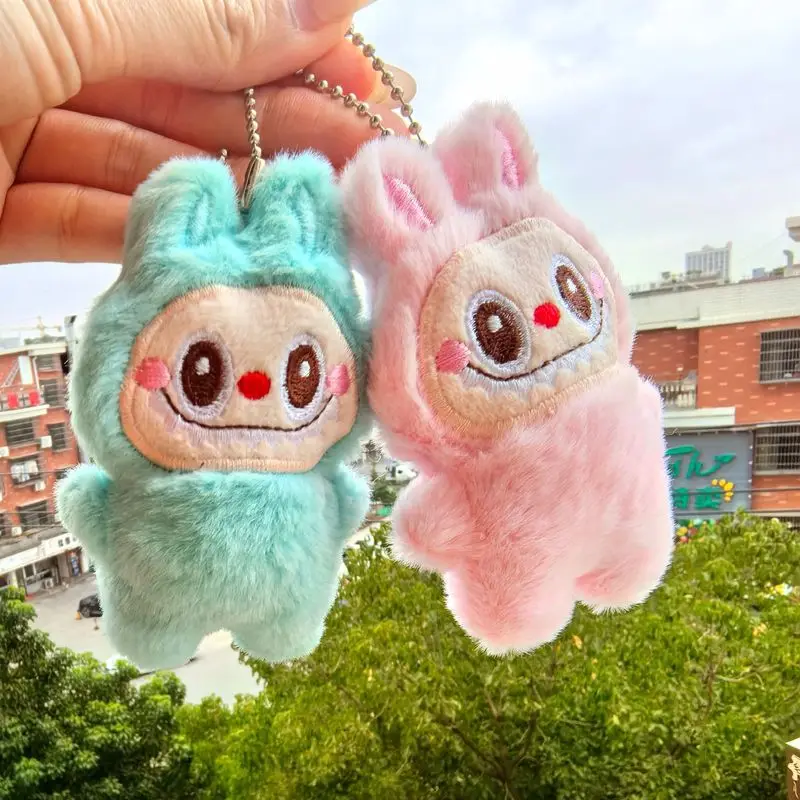 30 pièces Labubu peluche porte-clés pendentif mignon porte-clés suspendu décoration boîte aveugle cadeau porte-clés mignon enfants filles cadeau d'anniversaire