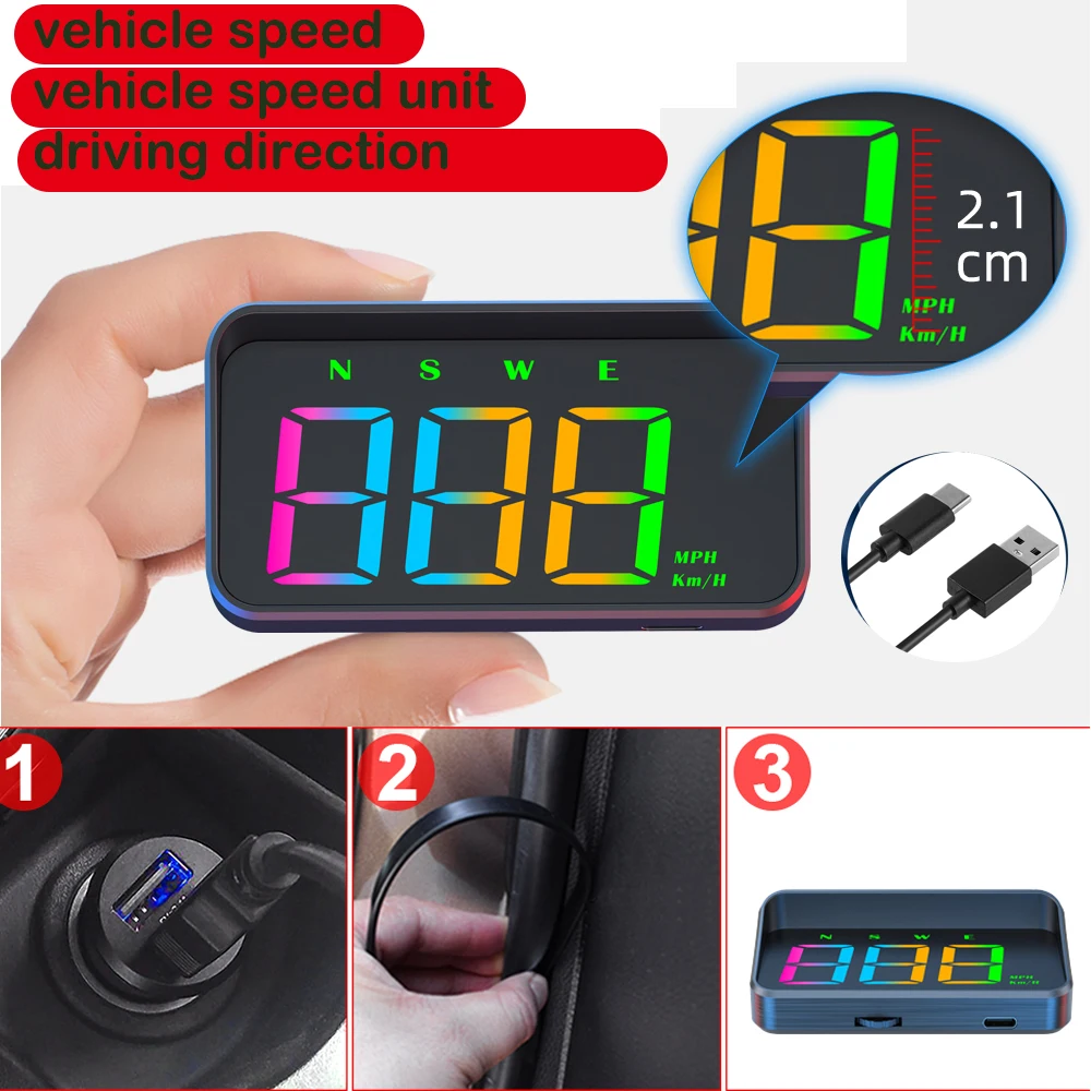 

GPS HUD Digital Speedometer New Head Up Display Plug And Play For All Cars Big Font KMH Windshield Projector Car Accessories