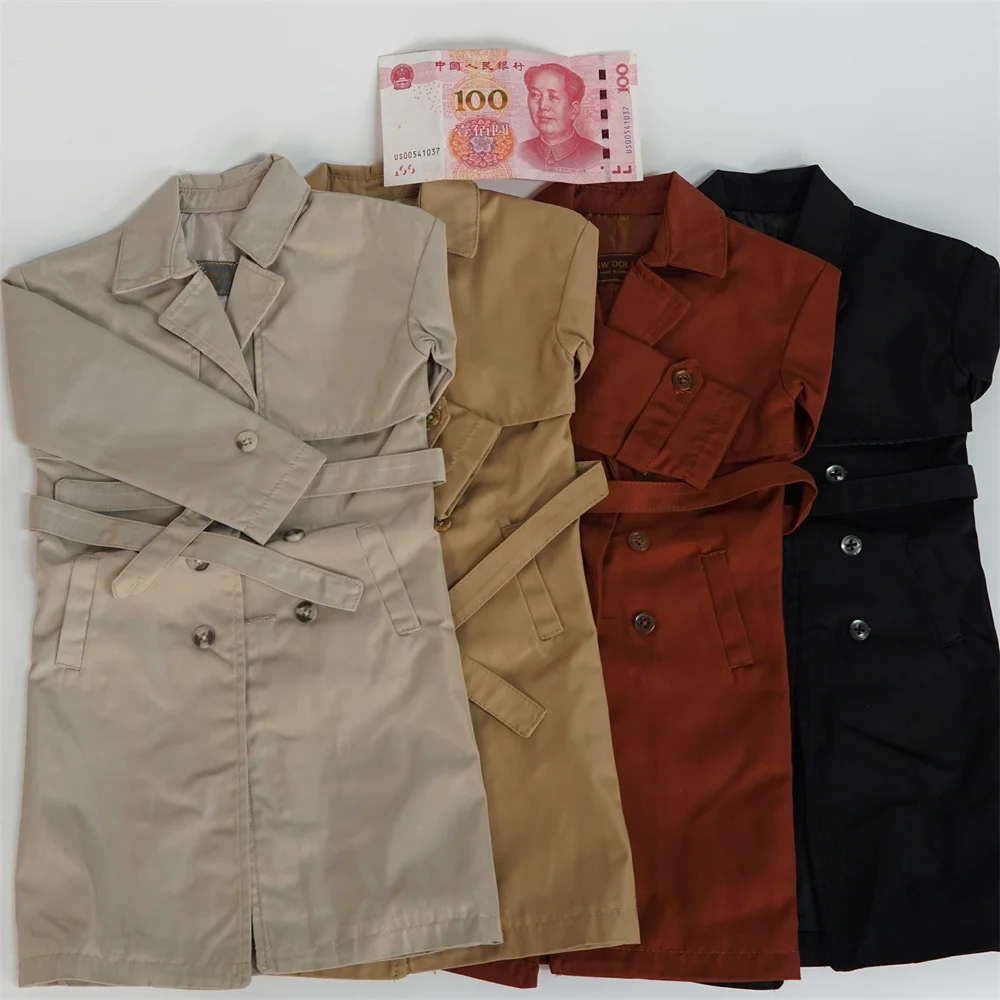 【High Quality】1/3 Scale BJD Long Double Breasted Trench Coat Classic British Style Windbreaker for Strong Uncle Action Figure