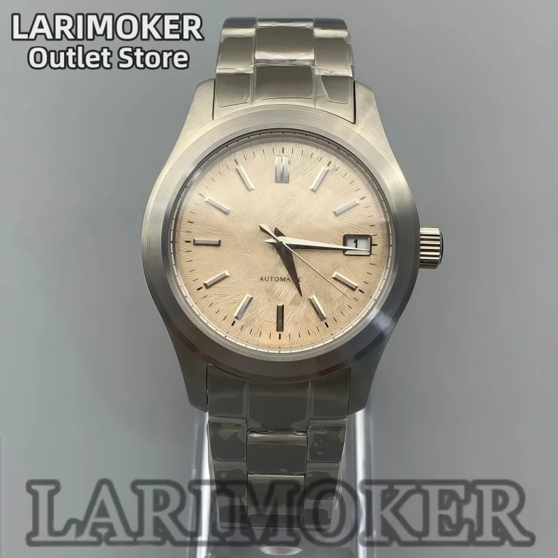 LARIMOKER 39mm Men's Automatic Watch Champagne Brushed Dial 316L Stainless Steel Sapphire Crystal Fits NH35 Movement