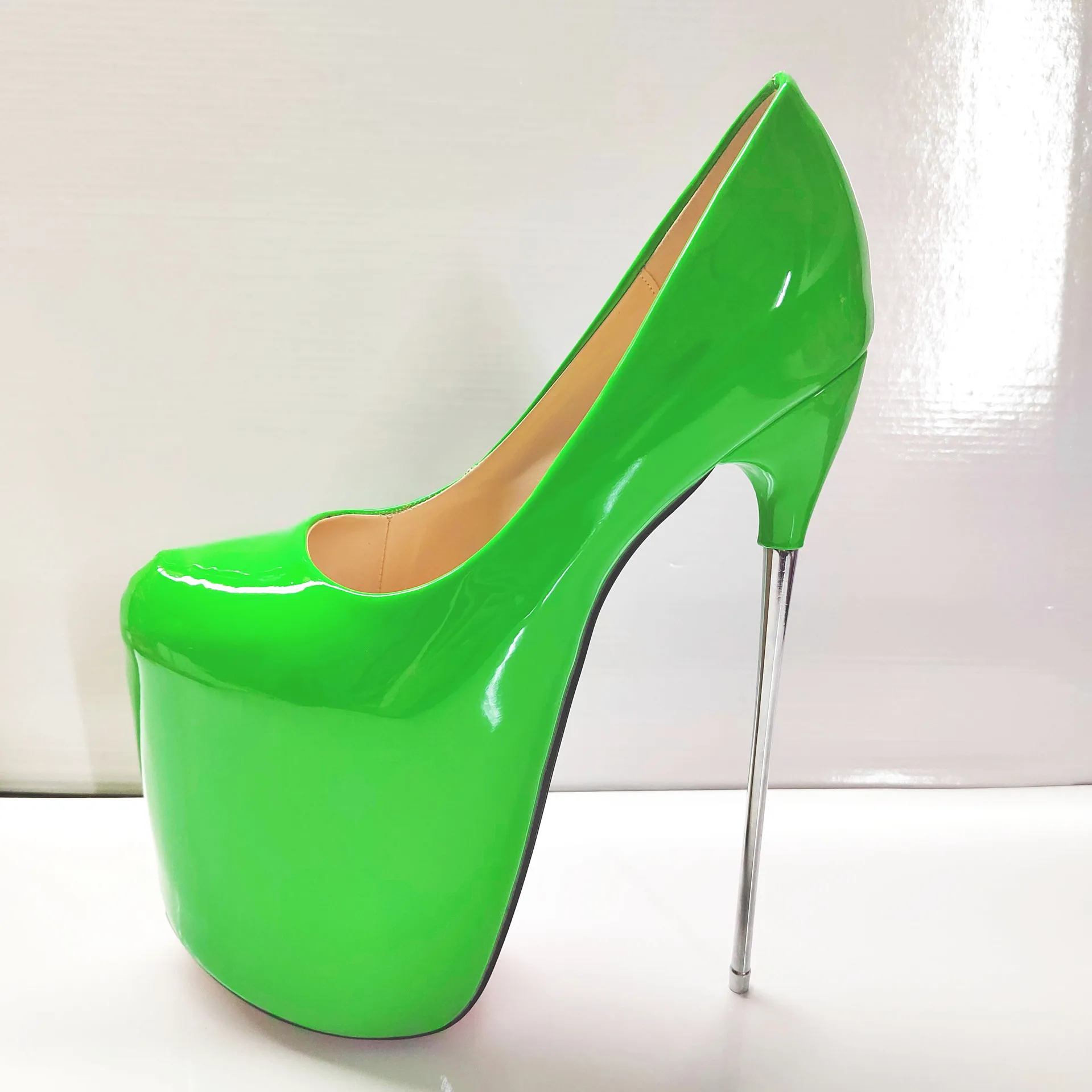 Seksowne szpilki 19cm 22cm Ekstremalnie wysokie obcasy Platformy Czółenka Damskie Lakierowane Czerwone Zielone Buty na obcasie Ślubne Imprezowe Buty do tańca striptizera Rozmiar 50