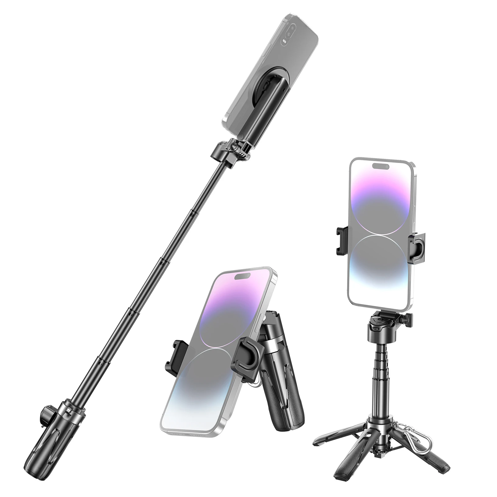 

Портативная палка для селфи для штатива для телефона 11,7-41,5 см, выдвижное магнитное крепление из алюминиевого сплава со съемным зажимом для телефона