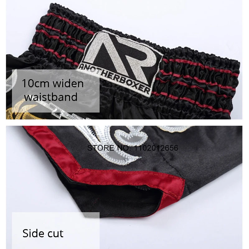 Pantalones cortos de Muay Thai para hombres, mujeres y niños, pantalones de Kickboxing, transpirables, bordados, entrenamiento de boxeo, Grappling,