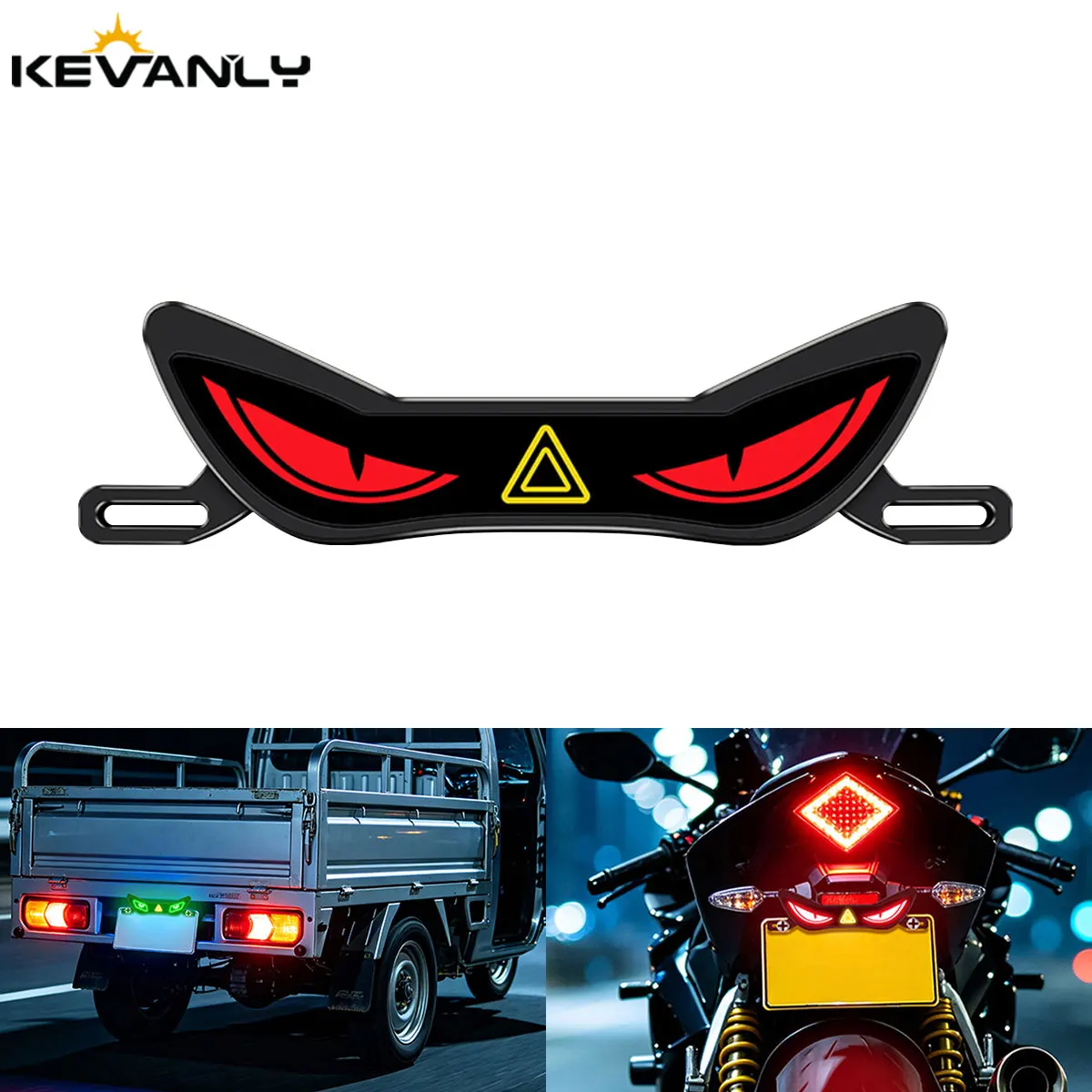 1Pcs Devil Eyes Motorcycle LED License Plate Light Rear Tail Decorative Light Multicolored Flash Warning Signal Lamp Universal
