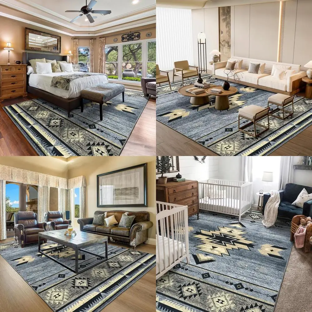 

6ft x 9ft Grey Non-Slip Area Rugs for Living Room, Bedroom, Dining, and Kitchen - Washable and Aesthetic for Home Decor