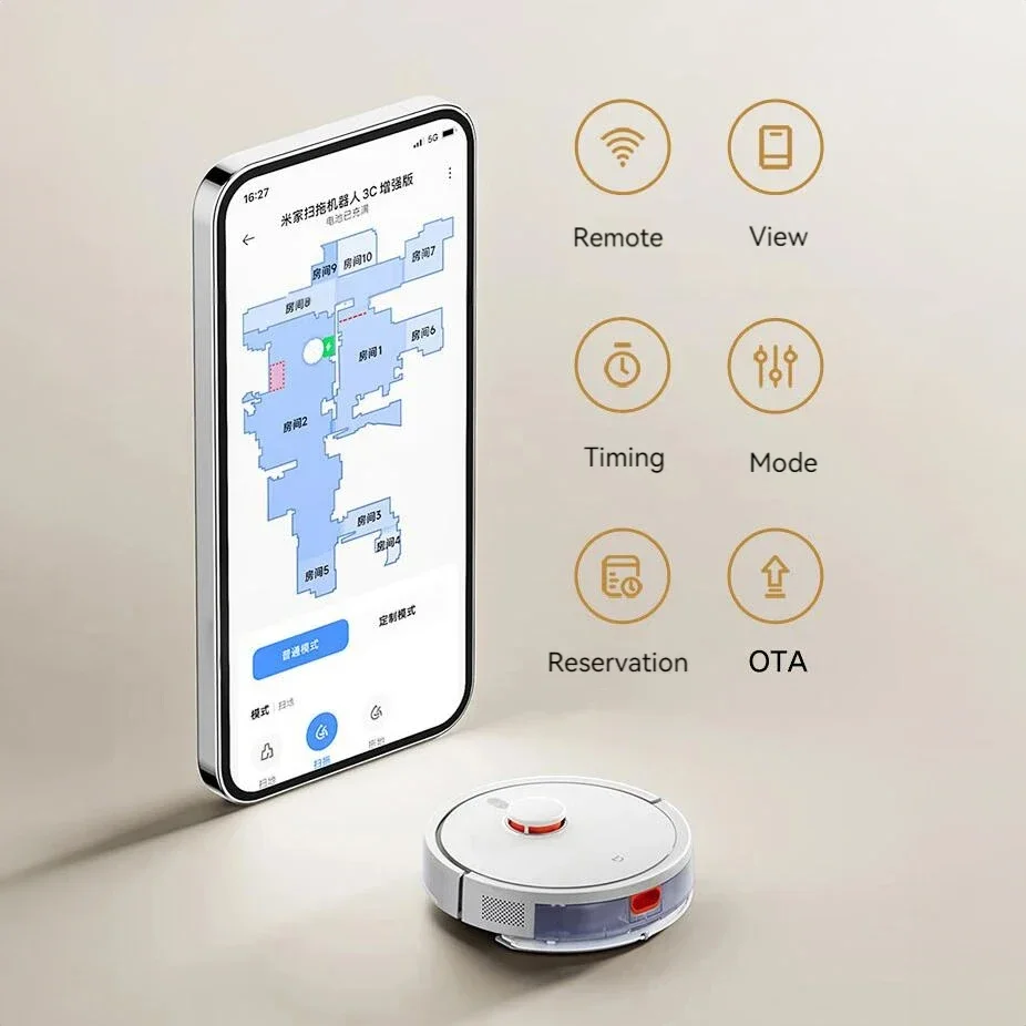 XIAOMI MIJIA Robot Vacuum Mop 3C Enhanced Version 5000Pa Big Suction Vacuum Cleaner Smart Laser Navigation Automatic Sweeper