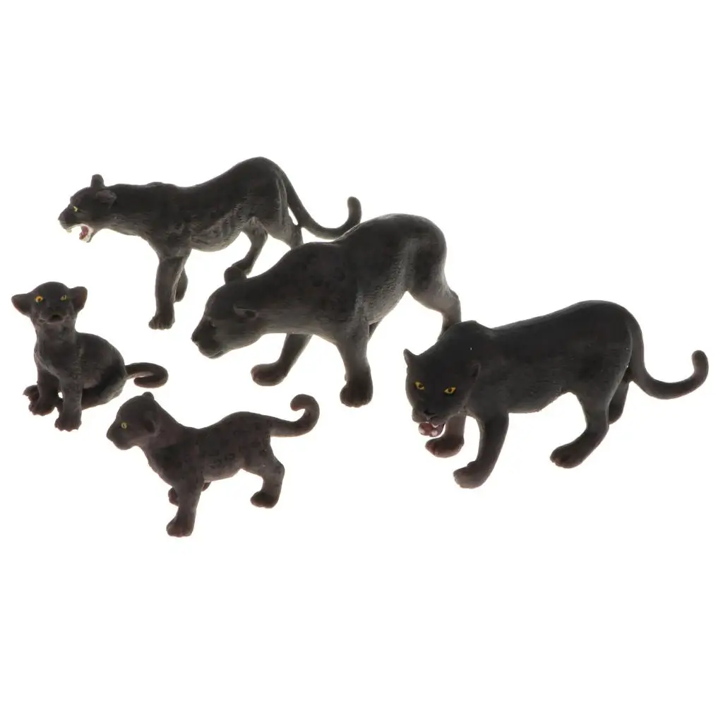 

4 "пластиковая черная леопардовая модель животного, фигурка, игрушка, декор, подарок на день рождения