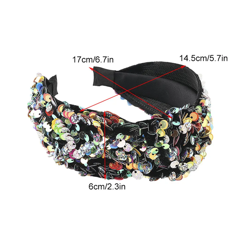 

Fish Scale Hair Headband Rhinestone Hair Hoops Wide Edge Crystal Headband Women Girls Vintage Headdress Multi Color Gold Silver