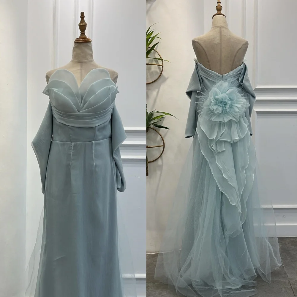 

Chiffon Flower Pleat Cocktail Party A-line Sweetheart Bespoke Occasion Gown Midi Dresses Saudi Arabia Prom