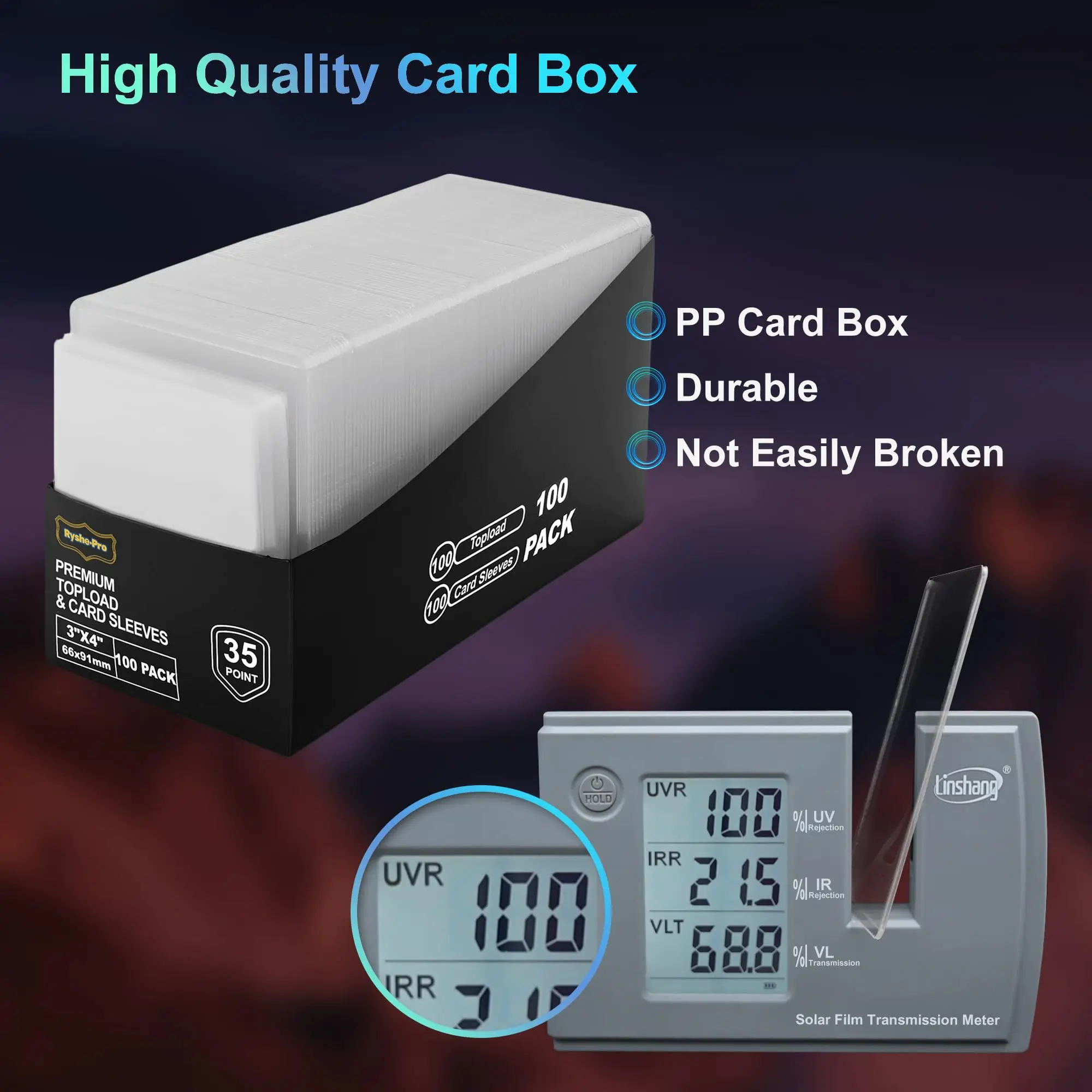 بطاقات التداول TopLoaders 3 "X4" حماة من البلاستيك الصلب 100% حماية من الأشعة فوق البنفسجية 100 لوادر علوية + 100 حافظة بطاقات داخلية + 1 صندوق PP #2