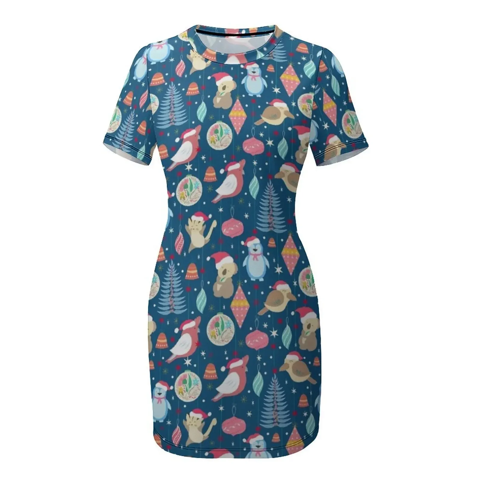 Vestido de Natal Australiano de Manga Curta para Mulheres, Vestido de Luxo para Festa de Verão, Vestido de Gala