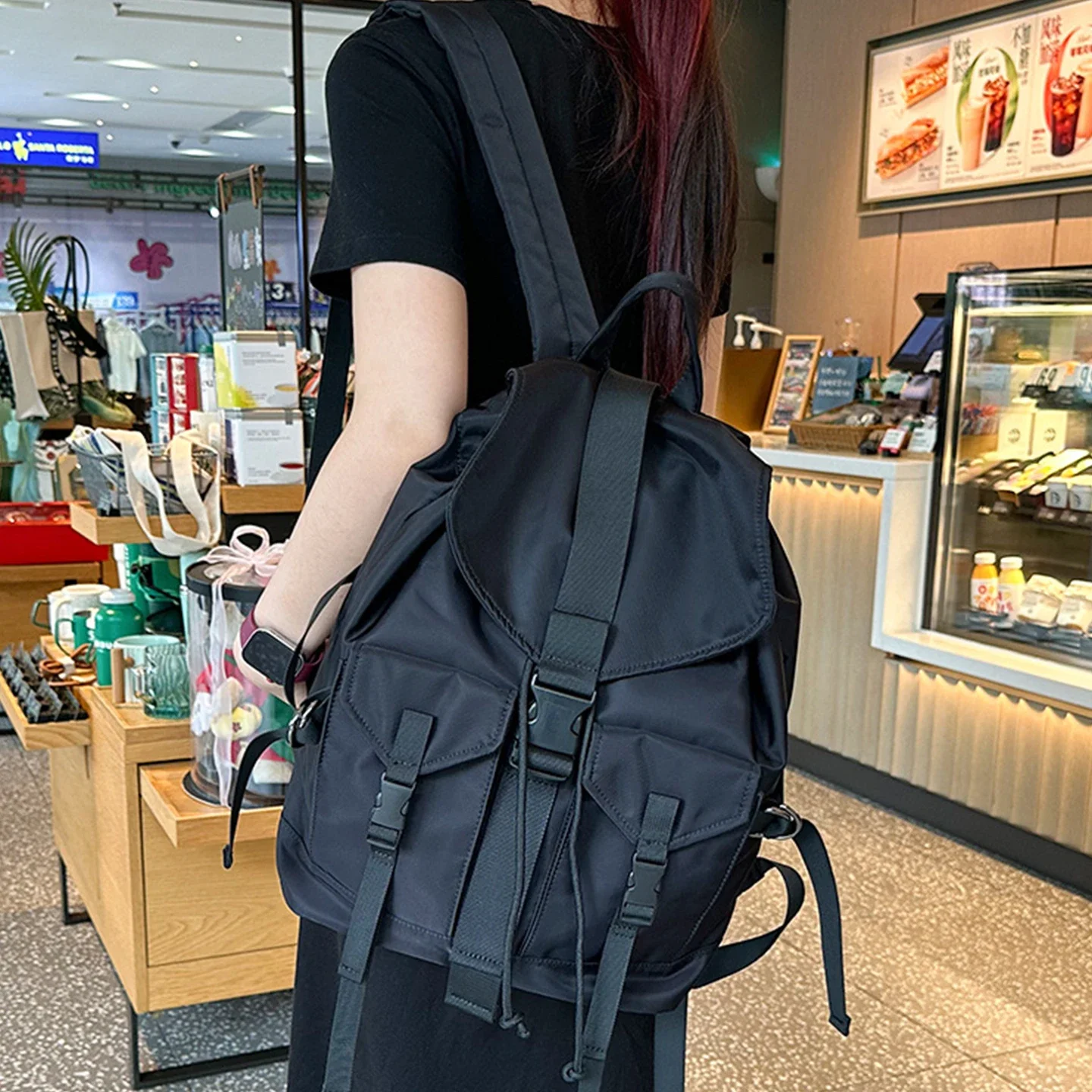 Large Capacity Solid Color Backpack Oxford Cloth Casual Daily Travel Commute School Bag Men Women University Student Backpack