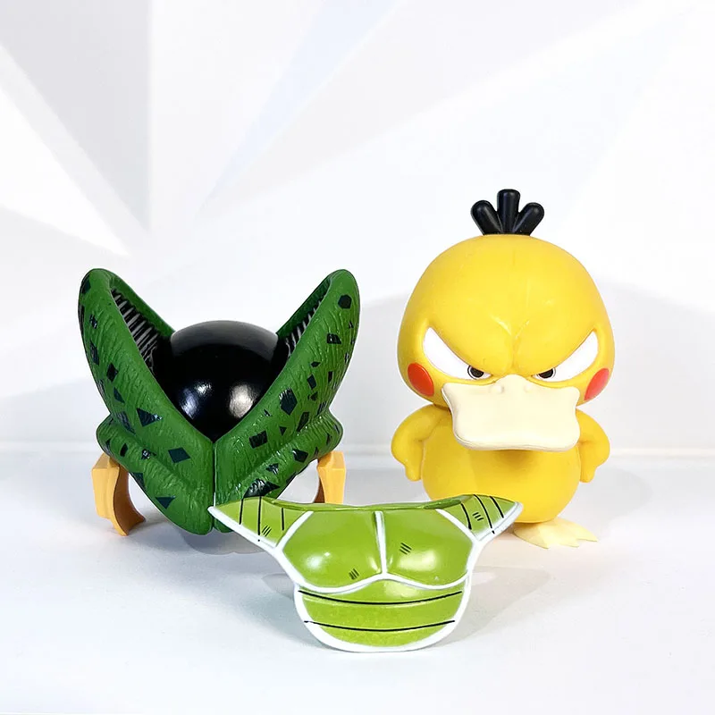 9/17.5cm Anime Figure Dragon Ball Pokemon Q-Version Saiya Cell Psyduck Model Dolls Figurines Collectible Christmas Toy Gifts