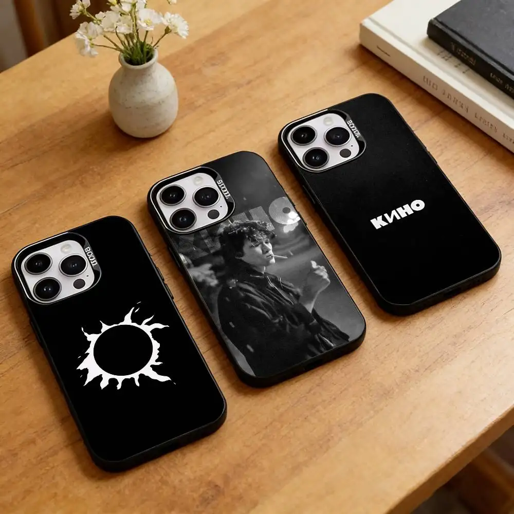 

V-Viktor Tsoi Kino Rock Band Phone Case For iPhone 17,16,15,14,13,12,11 Plus,Pro Max,XS,Colored Silver Plated Inside Cover