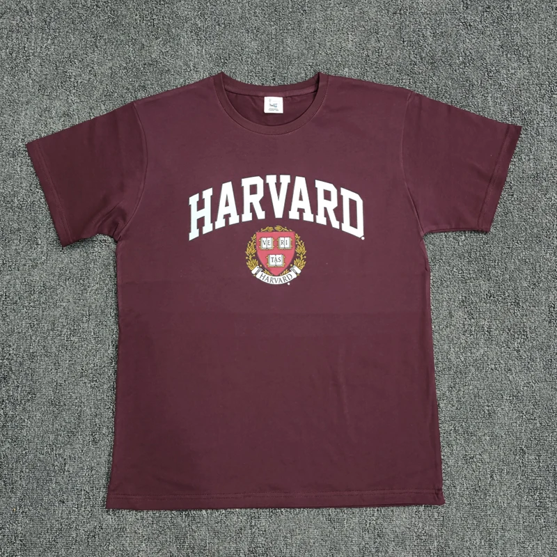 Summer Harvard University Cotton T-Shirt Loose Short Sleeve Memorial Shirt Youth Fashion Casual round Neck Print Top for Stud...