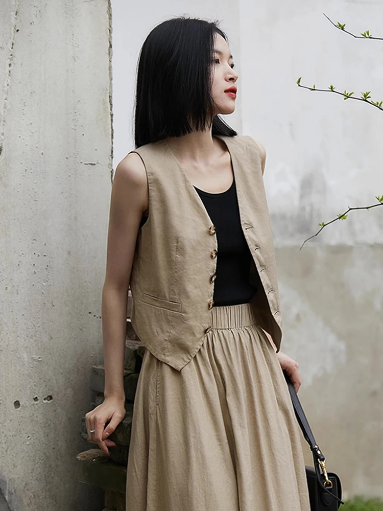 

Faionable Artistic Sle, женский костюм, жилет, новинка 2025 года, для поездок на работу, антивозрастной, универсальный, с открытыми плечами, верхняя пуговица, круглая Ne