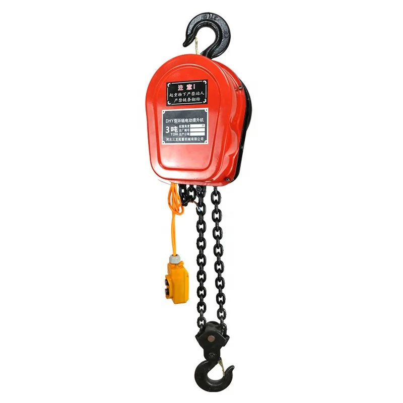 380v 3p 2 tonne 3m 6m 9m chain hoist round double speed plug for drilling with hook