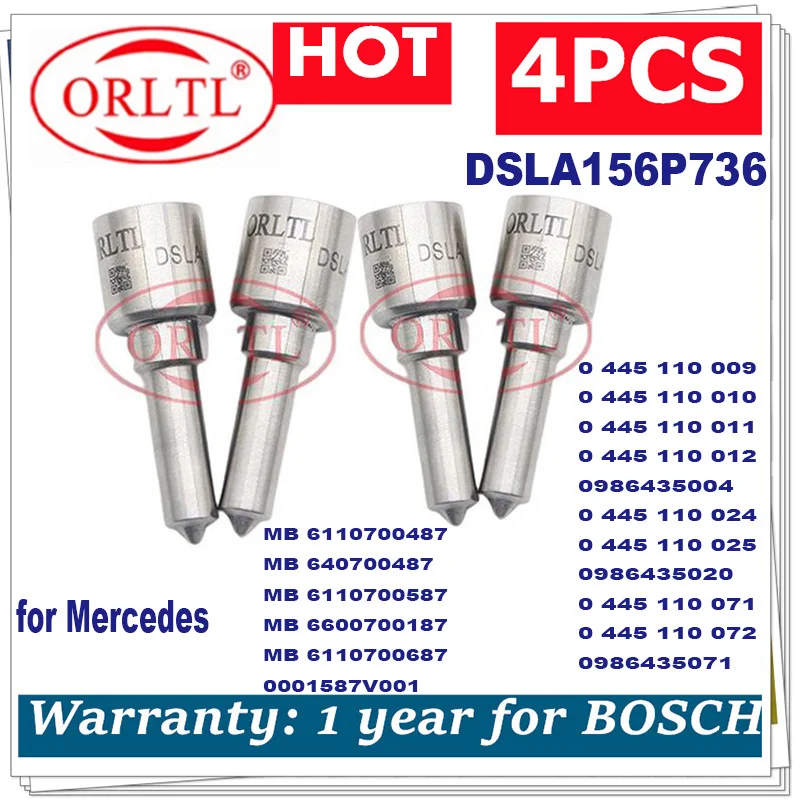 

DSLA156P736 0433175163 Injector Nozzle For MB 0445110009 0445110010 0445110011 0445110012 Diesel Fuel Sprayer Nozzle 4pcs