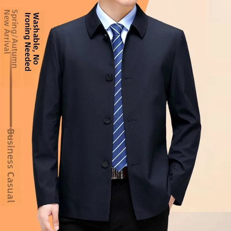 

Anti-Wrinkle Iron-Free Mid-Length Men's Windbreaker Autumn Busin Casual Waterproof Jaet M Faion Outerwear