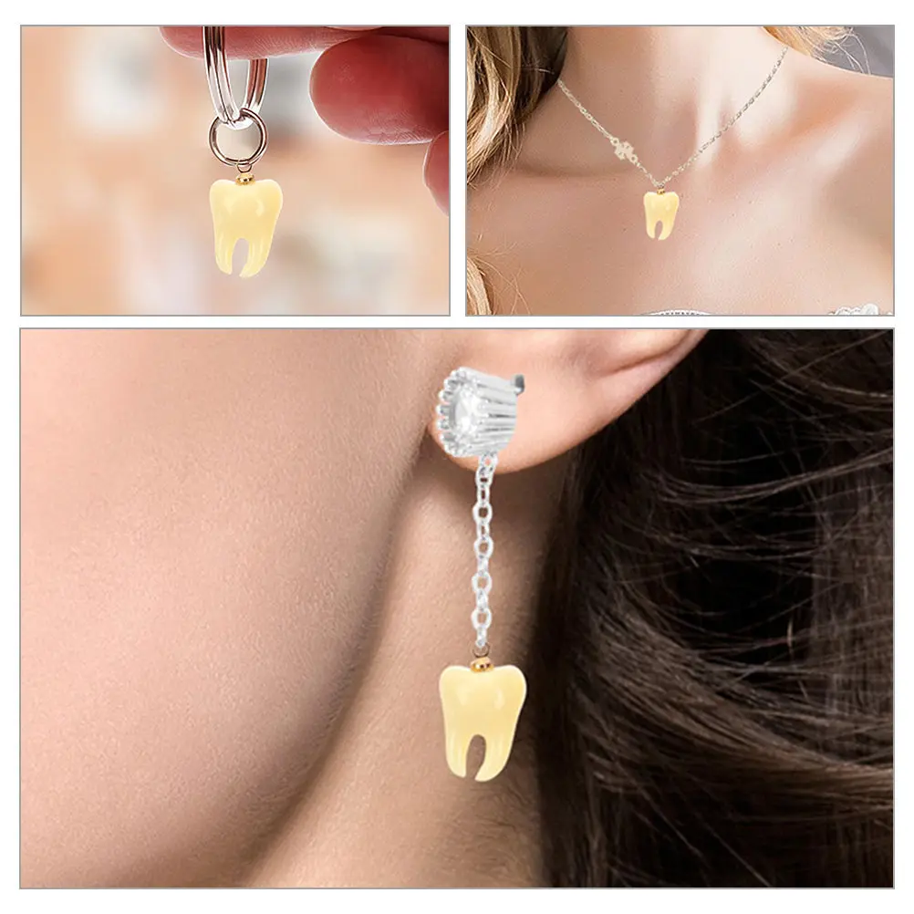 

6Pcs Teeth Pendant Charms Resin Small Decorative Fake Teeth Jewelry Making Charms DIY Craft Supplies for Necklace Keychain