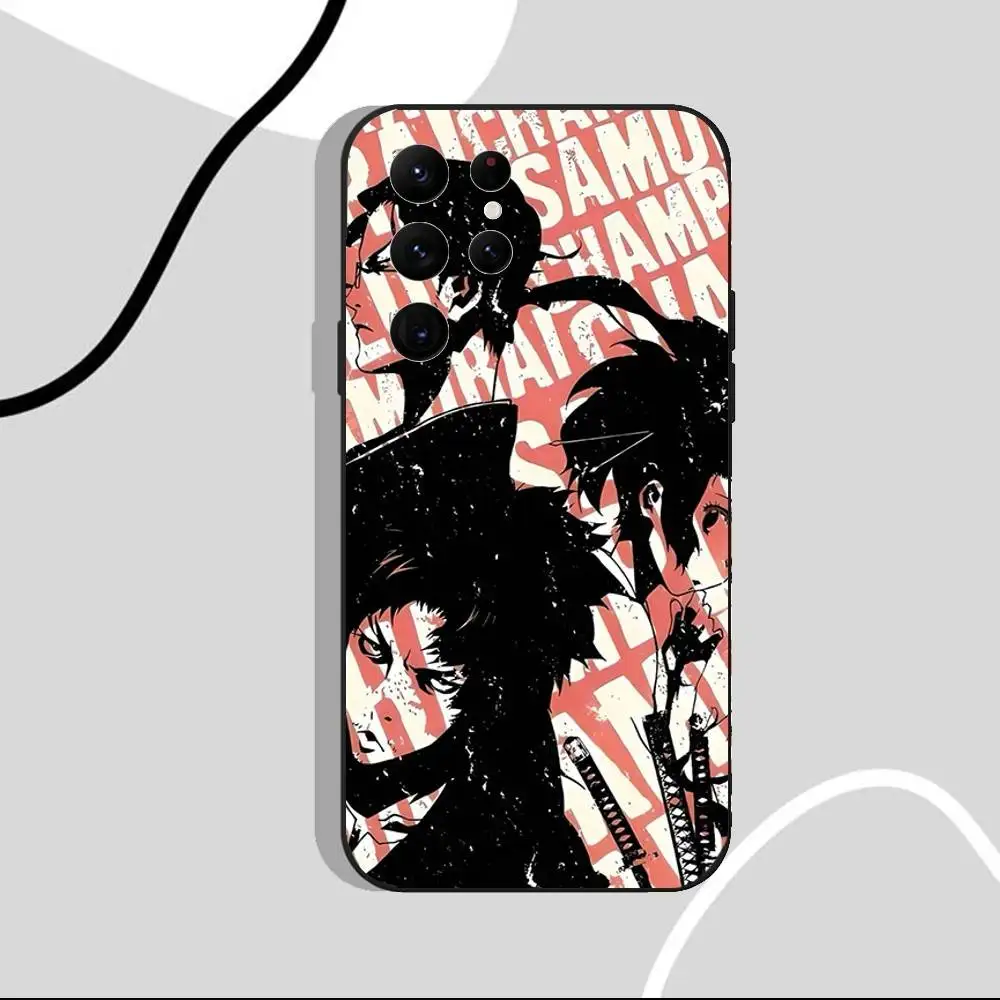 Custodia per telefono Samurai Champloo Anime per Samsung S25, S24 Ultra, S20, S30 plus, S22 Plus, S23, Ultra 5G Custodia in silicone nero