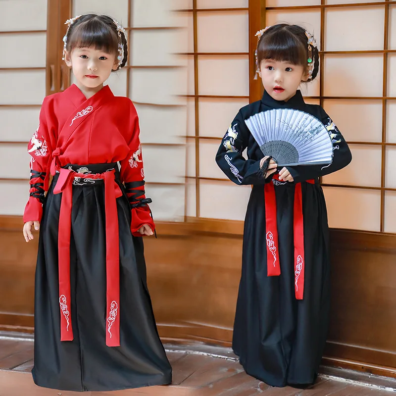 

Chinese Style Traditional Kids Embroidered Hanfu Dress Girls Fairy Princess Party Performance Cosplay Costume Tang Suit Dresses