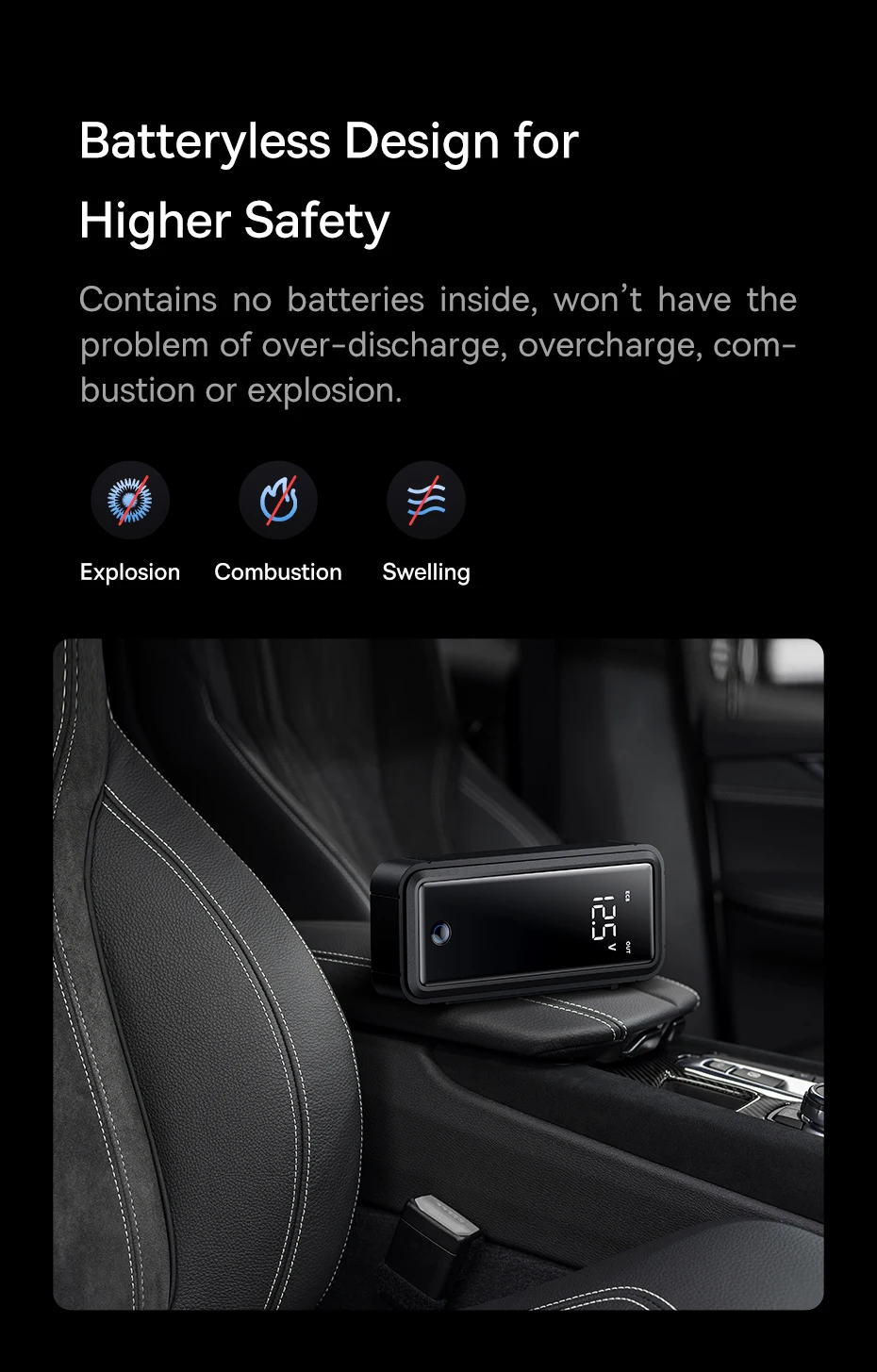 Baseus Super Capacitor Auto Starthilfe 3000A Auto Booster Gerät Ladegerät Batterie weniger Tragbare Auto Start für Notfall Gerät – Detail 9