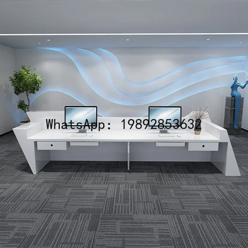 

a23 painted reception desk, consultation and guidance counter, custom-shaped company cashier counter