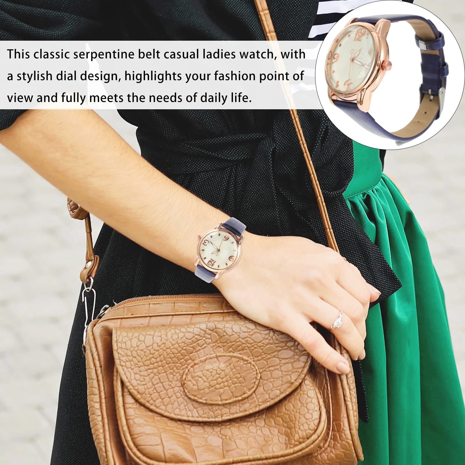 

Women Casual Watch Elegant Imitation Strap Classic Analogue Dial Comfortable Durable Fashion Dial for Daily Party