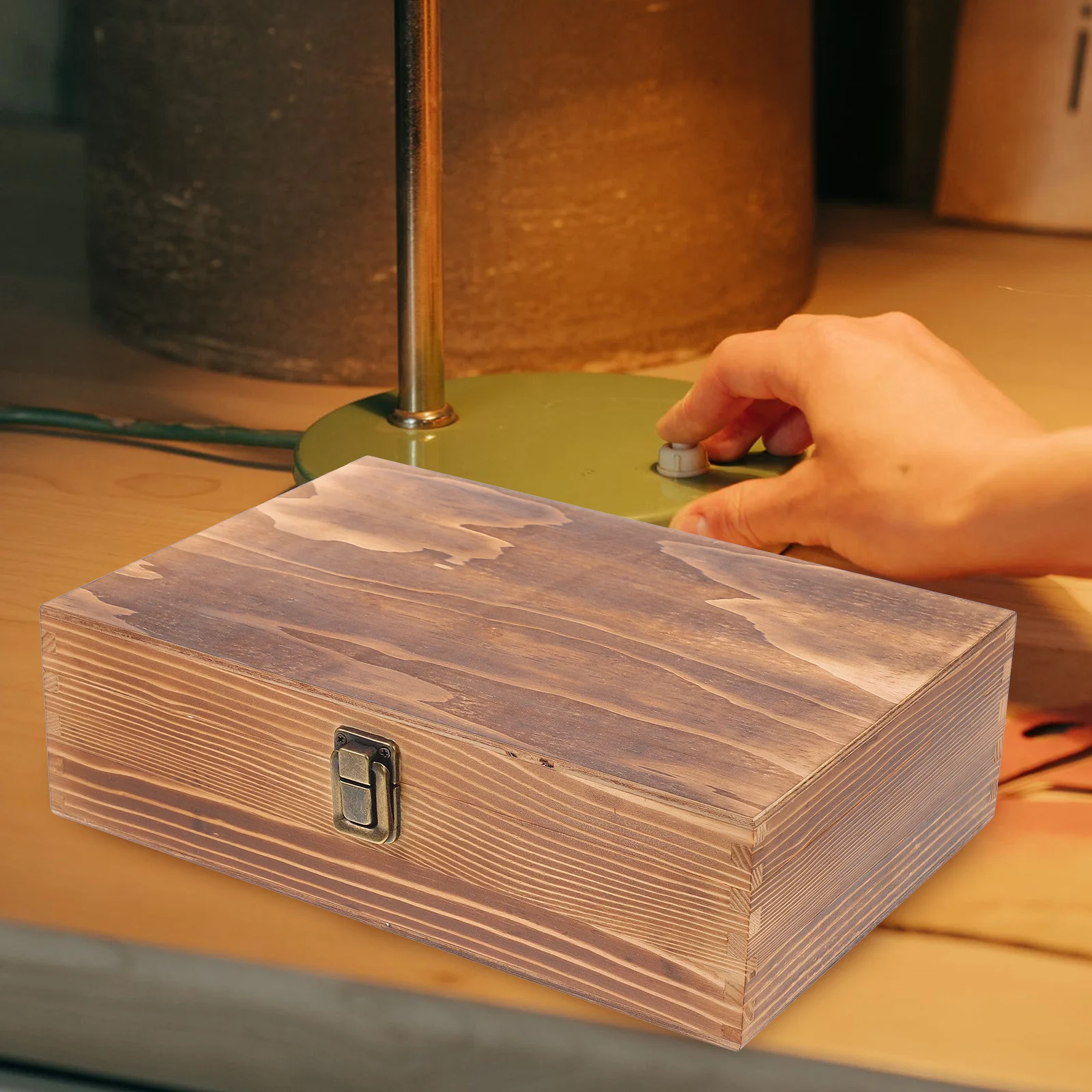 

Wooden Burnt Small Decorative Storage Box Keepsake Jewelry Organizer Box Wood Ring Display Case Jewelry Holder