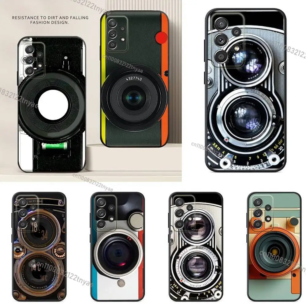 

Retro Camera Vintage Phone Case For Samsung S24,21,22,23,30,Ultra,20,Plus,Note,10,9,Black soft silicone case