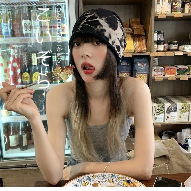 Japanese Korean Niche Tie Dye Slouchy Thin Skull Cap Unisex Versatile Maternity Fashion Head Wrap Hat