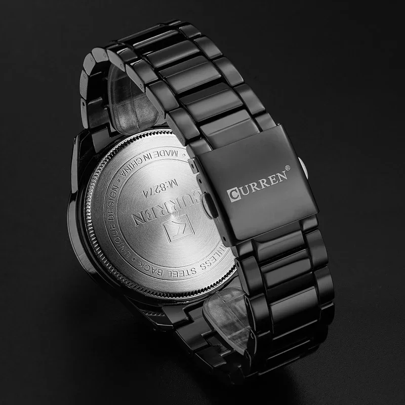 CURREN-reloj analógico de acero inoxidable para hombre, accesorio de pulsera de cuarzo resistente al agua con calendario, complemento Masculino de marca de lujo con diseño militar y estilo informal, modelo M8274, 2024